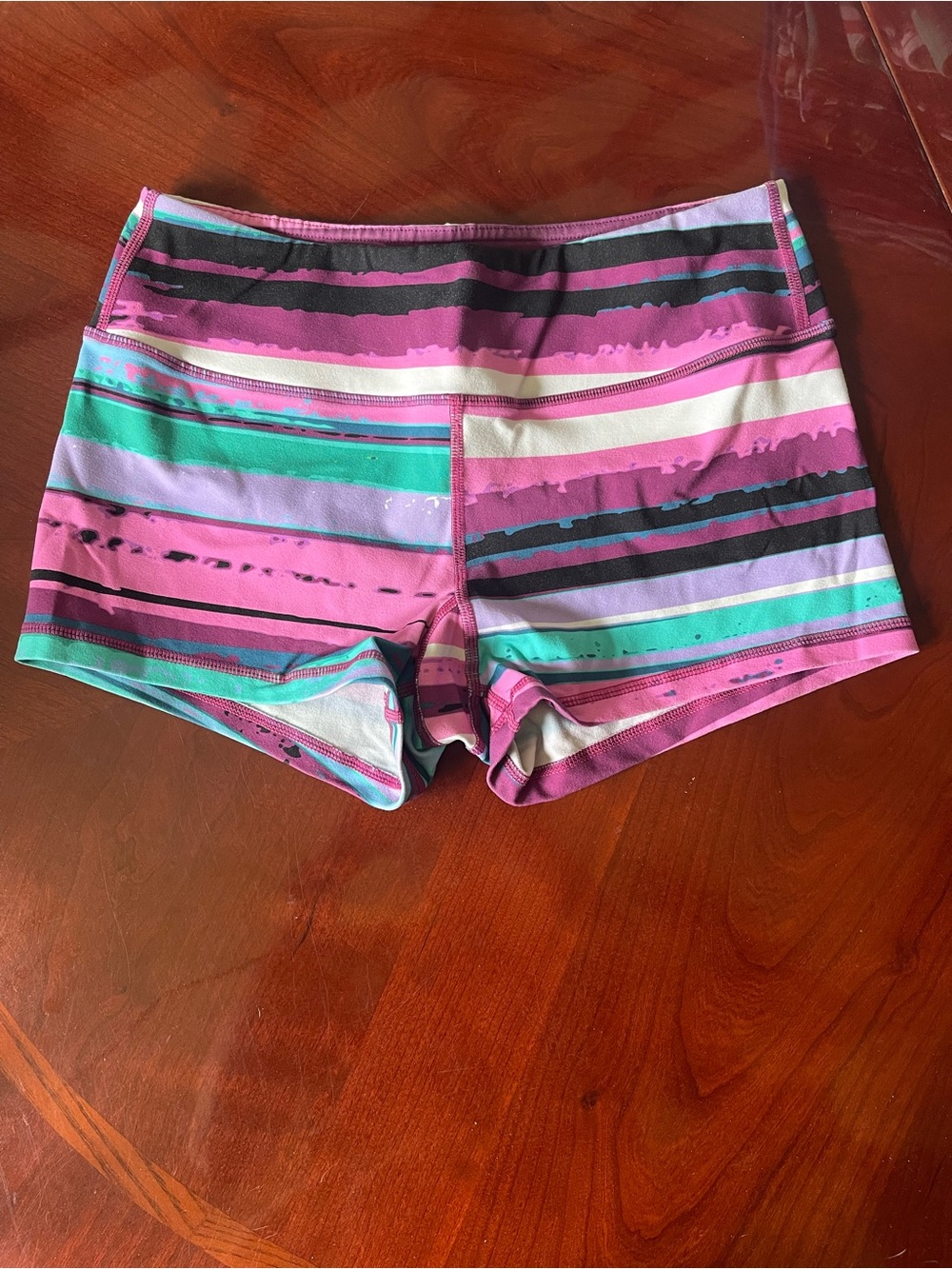 Savage Barbell Pink Teal Lavender Striped Shorts